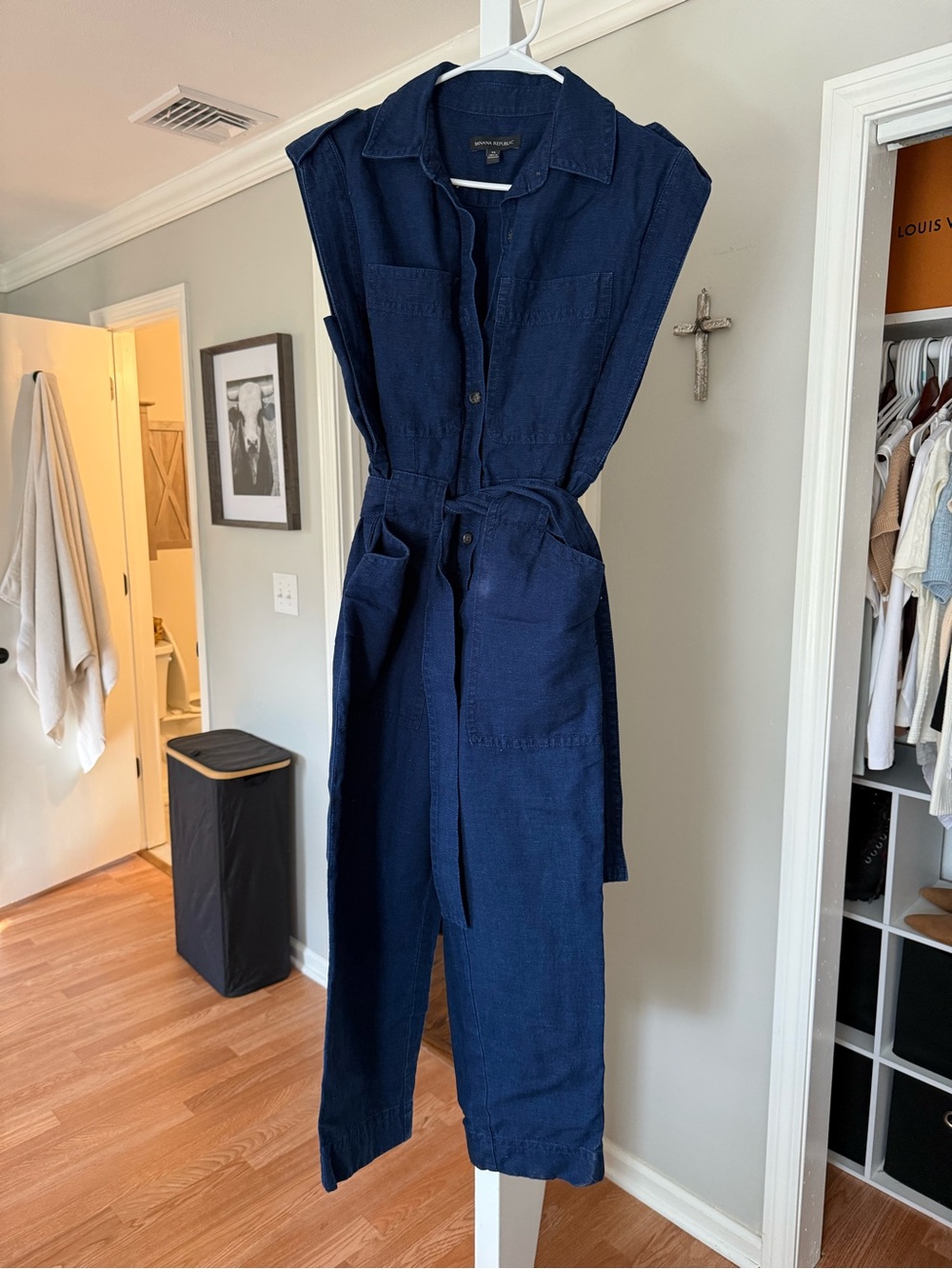Banana Republic Dark Navy Button-Up pantsuit
